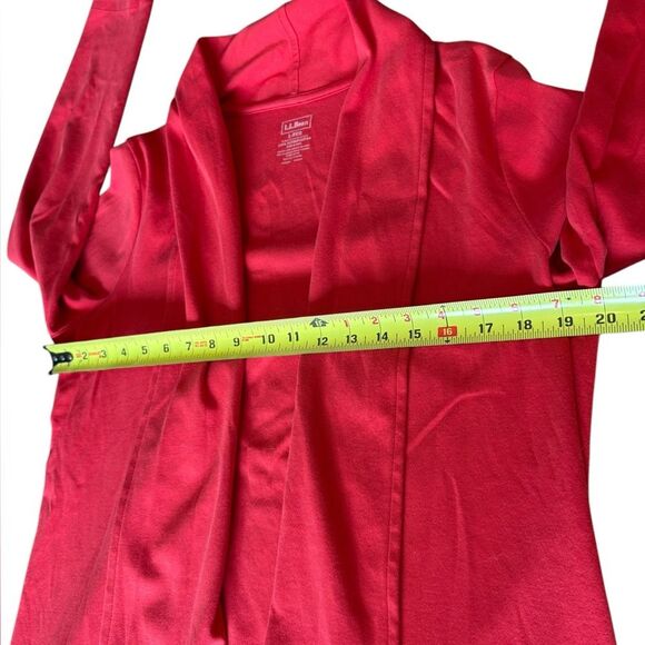 LL Bean Open Front Shawl Cardigan Sweater Supima Cotton Women Large Red - Picture 7 of 8